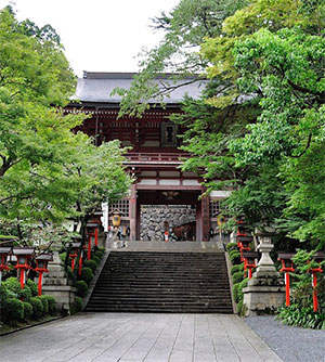 Photo of the main entry steps and gate to Mount Kurama